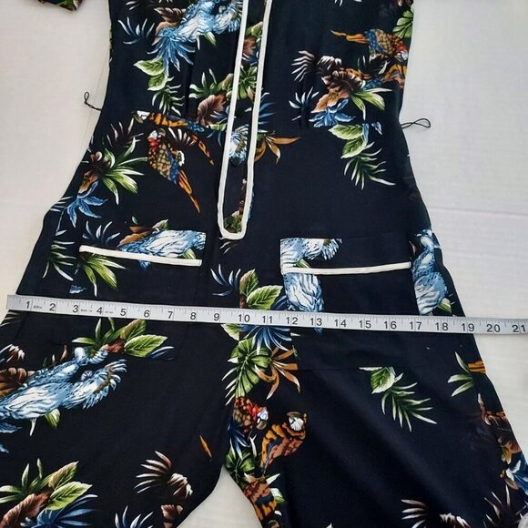 Zara Tropical Print Wide Leg Jumpsuit Size XS - Picture 7 of 16